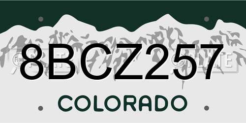 8BCZ257 Colorado License Plate