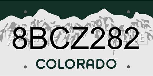 8BCZ282 Colorado License Plate