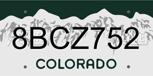 8BCZ752 Colorado License Plate