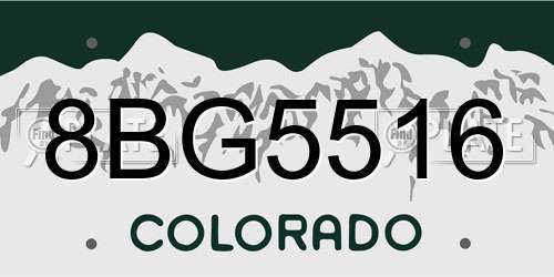 8BG5516 Colorado License Plate