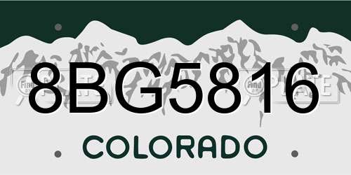 8BG5816 Colorado License Plate