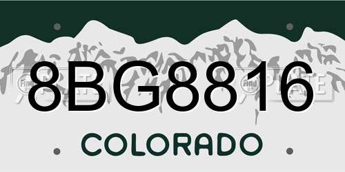 8BG8816 Colorado License Plate