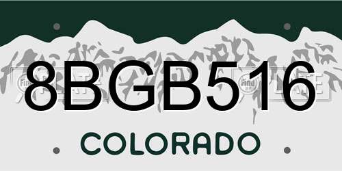 8BGB516 Colorado License Plate