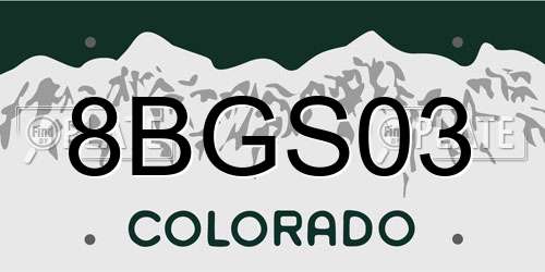 8BGS03 Colorado License Plate