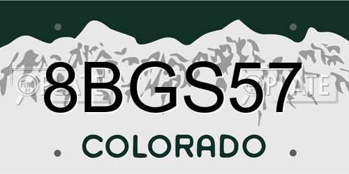 8BGS57 Colorado License Plate