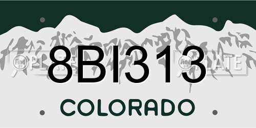 8BI313 Colorado License Plate
