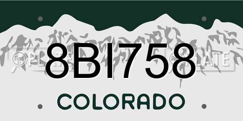 8BI758 Colorado License Plate