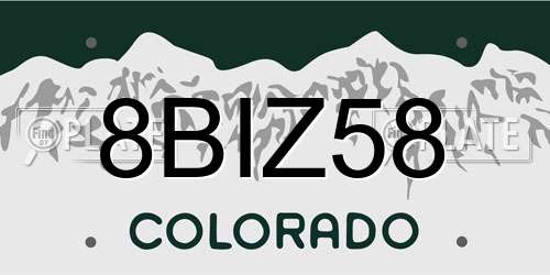 8BIZ58 Colorado License Plate