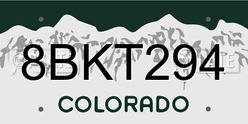 8BKT294 Colorado License Plate