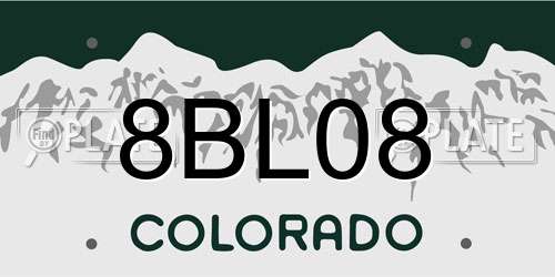 8BL08 Colorado License Plate