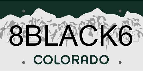 8BLACK6 Colorado License Plate
