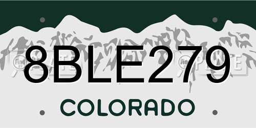 8BLE279 Colorado License Plate