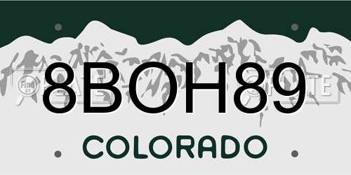 8BOH89 Colorado License Plate