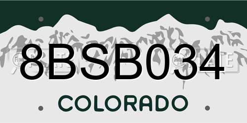 8BSB034 Colorado License Plate