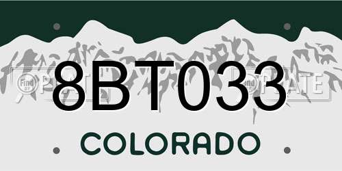 8BT033 Colorado License Plate
