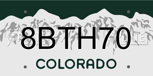 8BTH70 Colorado License Plate