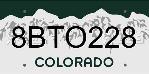 8BTO228 Colorado License Plate