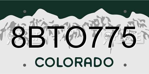 8BTO775 Colorado License Plate