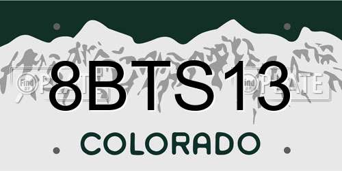 8BTS13 Colorado License Plate