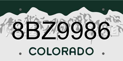 8BZ9986 Colorado License Plate