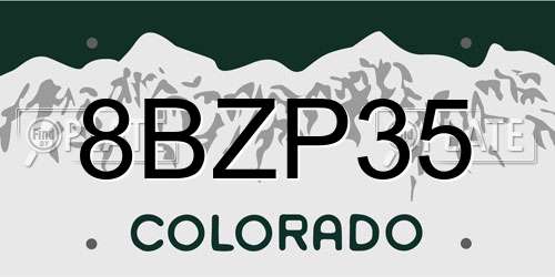 8BZP35 Colorado License Plate