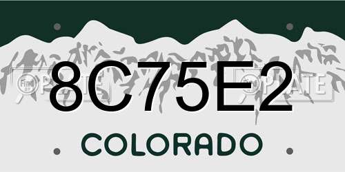 8C75E2 Colorado License Plate