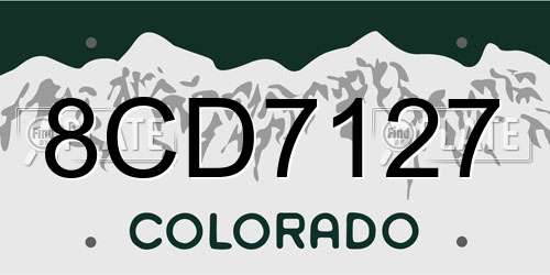 8CD7127 Colorado License Plate