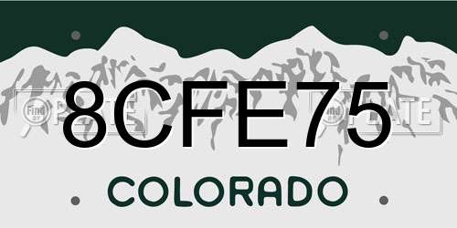 8CFE75 Colorado License Plate