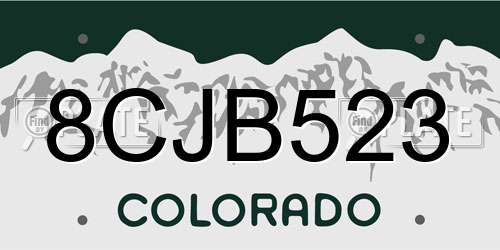 8CJB523 Colorado License Plate