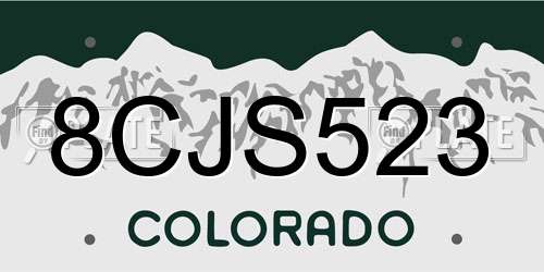 8CJS523 Colorado License Plate