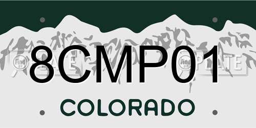 8CMP01 Colorado License Plate