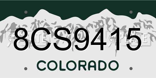 8CS9415 Colorado License Plate