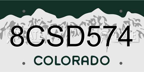 8CSD574 Colorado License Plate