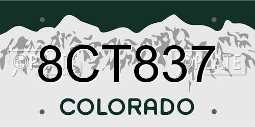 8CT837 Colorado License Plate