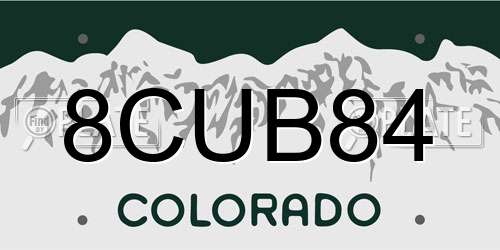 8CUB84 Colorado License Plate