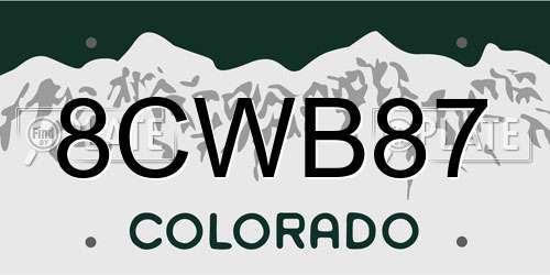 8CWB87 Colorado License Plate