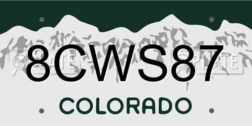 8CWS87 Colorado License Plate