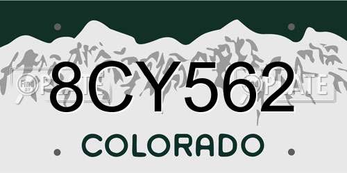 8CY562 Colorado License Plate