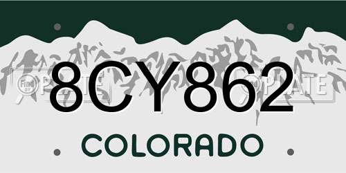 8CY862 Colorado License Plate