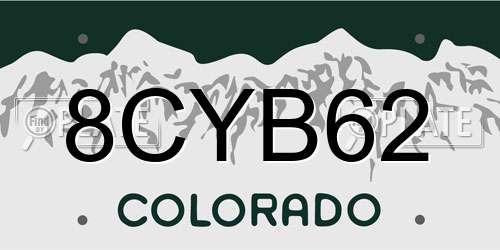 8CYB62 Colorado License Plate