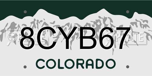 8CYB67 Colorado License Plate