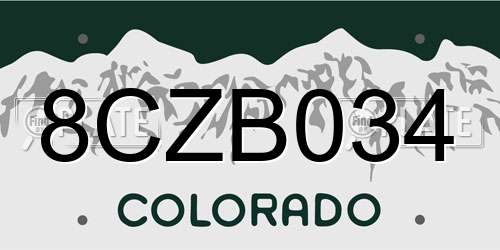 8CZB034 Colorado License Plate