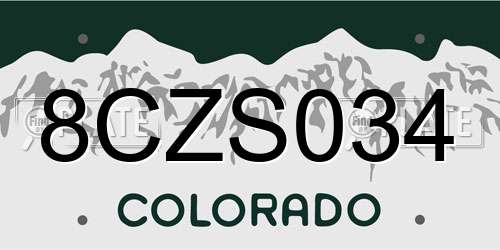 8CZS034 Colorado License Plate