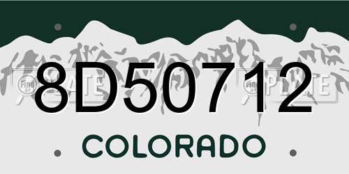 8D50712 Colorado License Plate