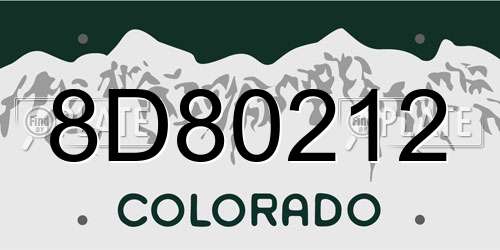 8D80212 Colorado License Plate