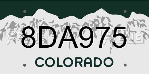 8DA975 Colorado License Plate