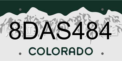 8DAS484 Colorado License Plate