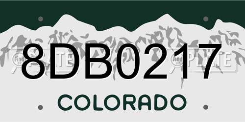 8DB0217 Colorado License Plate