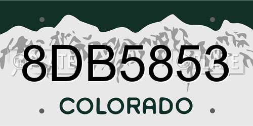 8DB5853 Colorado License Plate