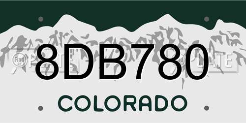 8DB780 Colorado License Plate
